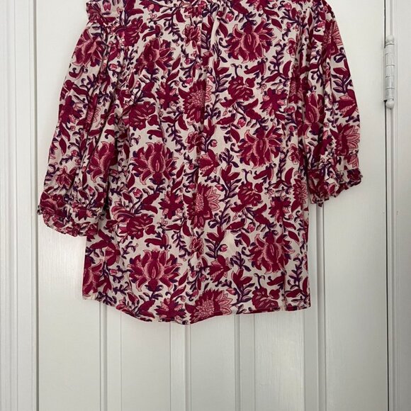 Evereve Ari Ruffle Collar Floral Print Blouse  SZ Small NEVER WORN - Picture 11 of 16